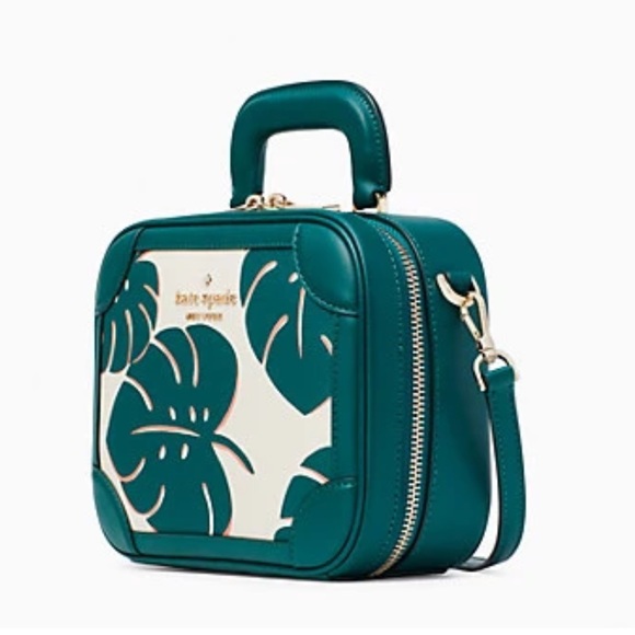 Kate Spade monstera leaves traveler trunk crossbody bag - Picture 3 of 16